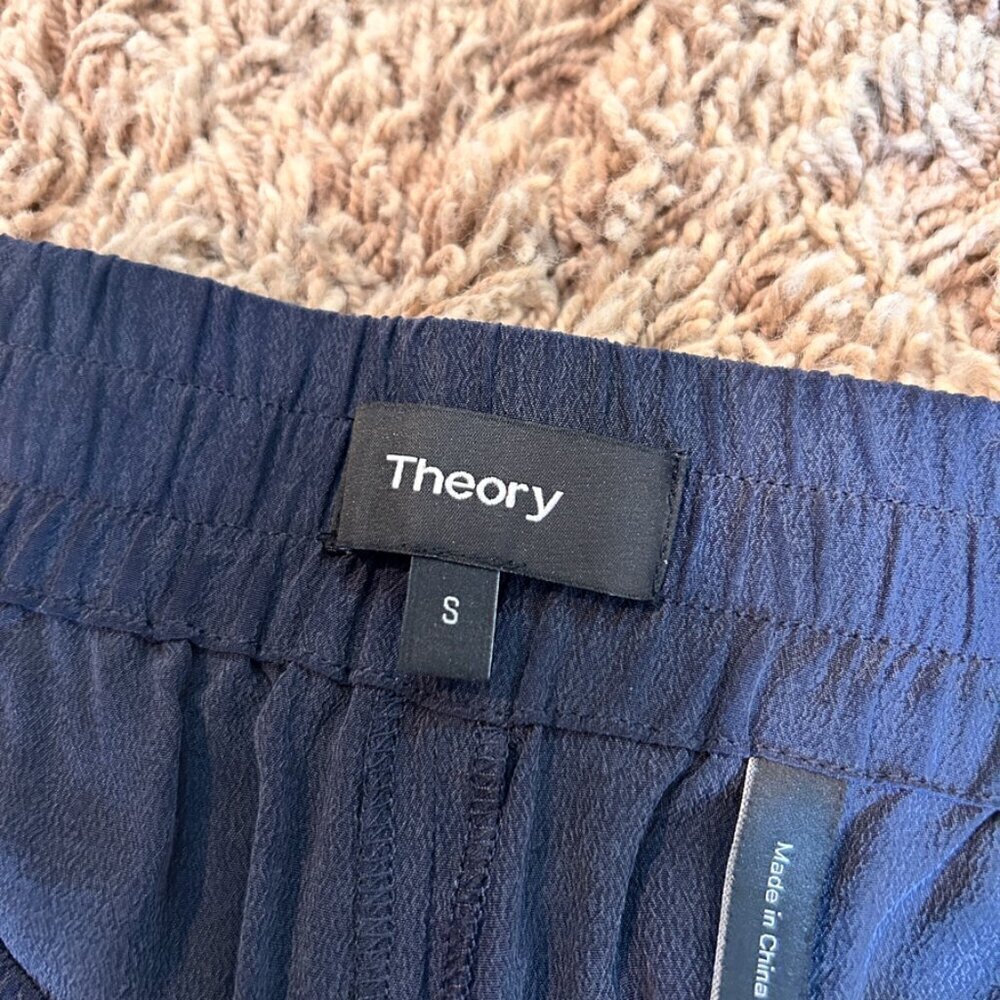 THEORY Charcoal Gray 100% Silk Drawstring Pants in Size Small - Picture 6 of 7